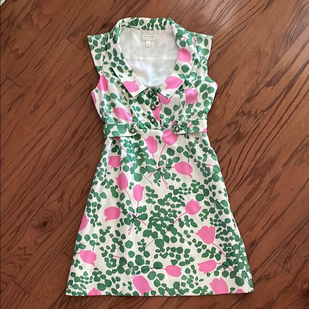 Moulinette Soeurs Pink and Green Flutter Sleeve Sundress